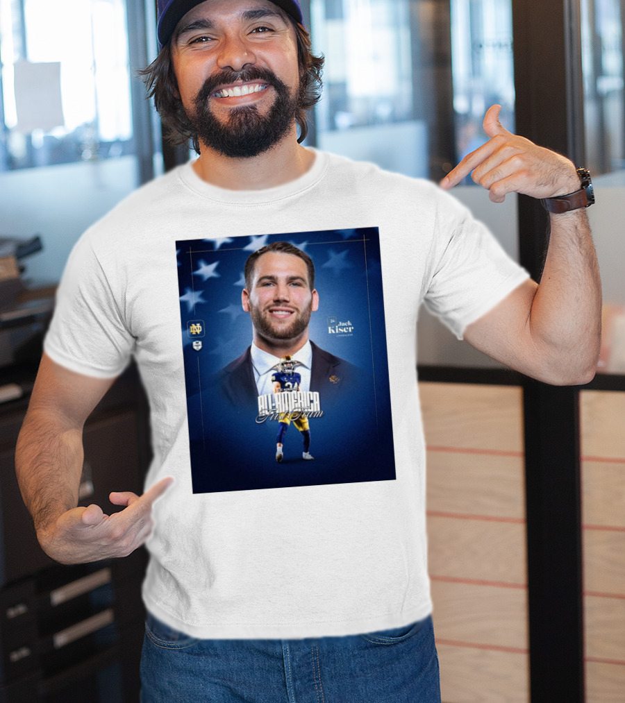 Notre Dame Football CSC Academic All-America First Team Jack Kiser Linebacker 24 Star Background T-Shirt