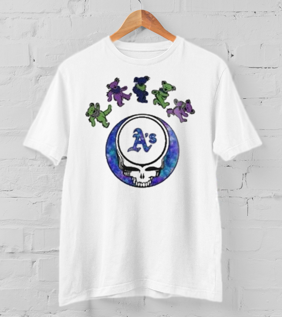 Oakland Athletics Grateful Dead Night 2025 Dancing Bears And Skull T-Shirt