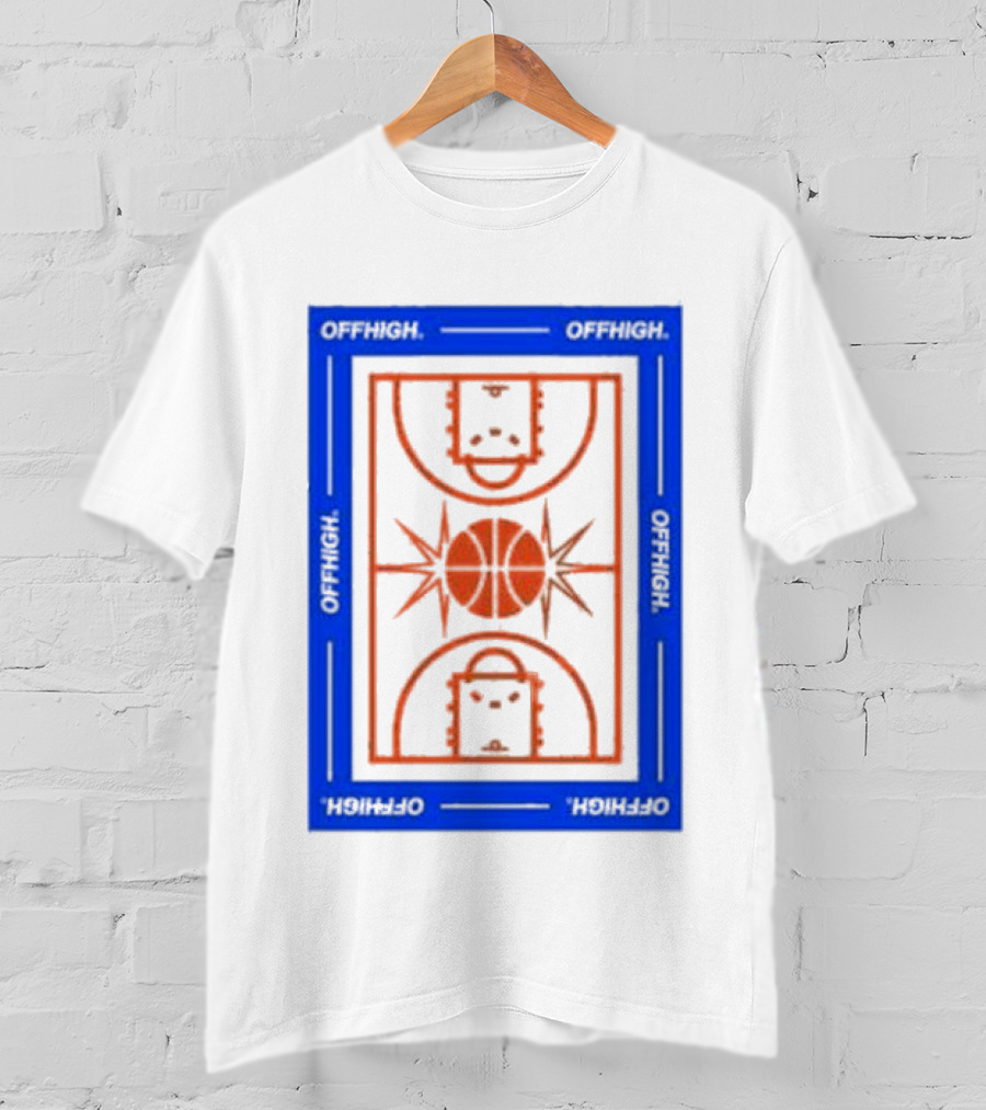 Offhigh Home White Basketball Court Blueprint T-Shirt