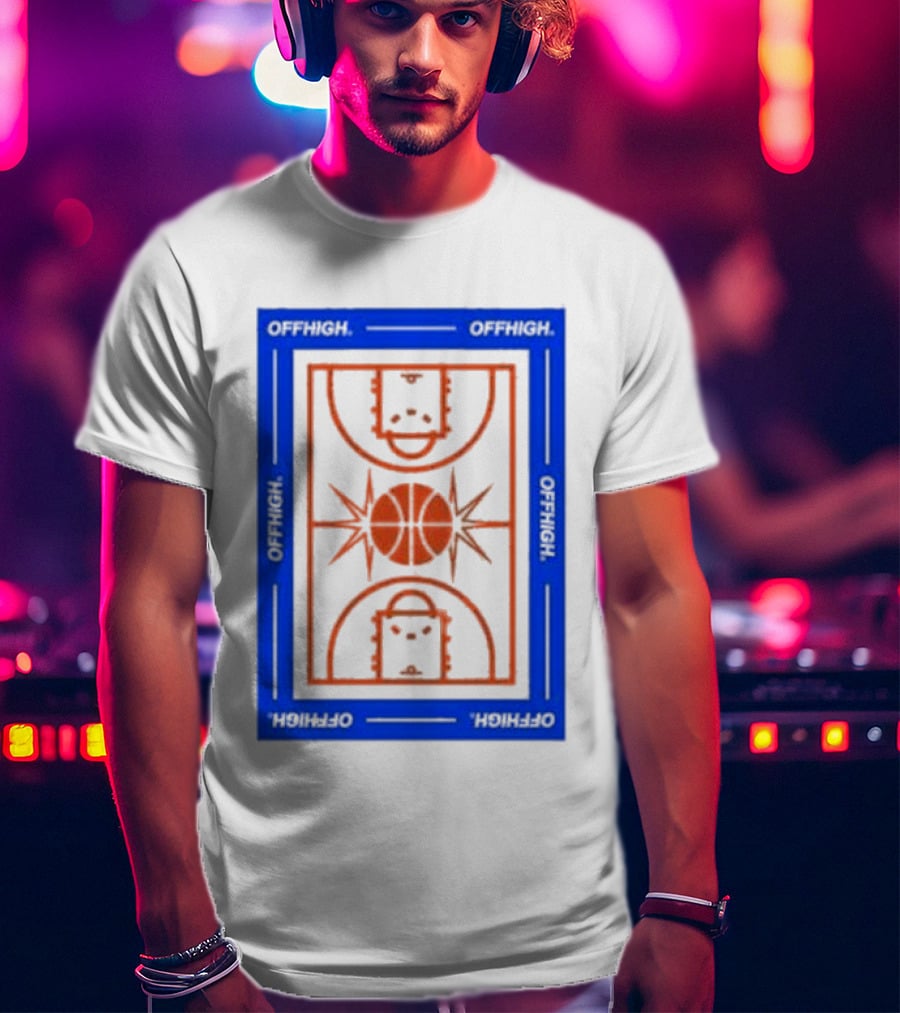 Offhigh Home White Basketball Court Blueprint T-Shirt