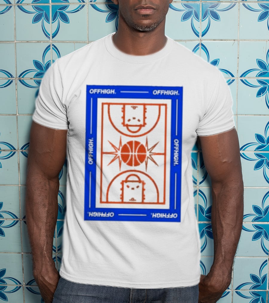 Offhigh Home White Basketball Court Blueprint T-Shirt