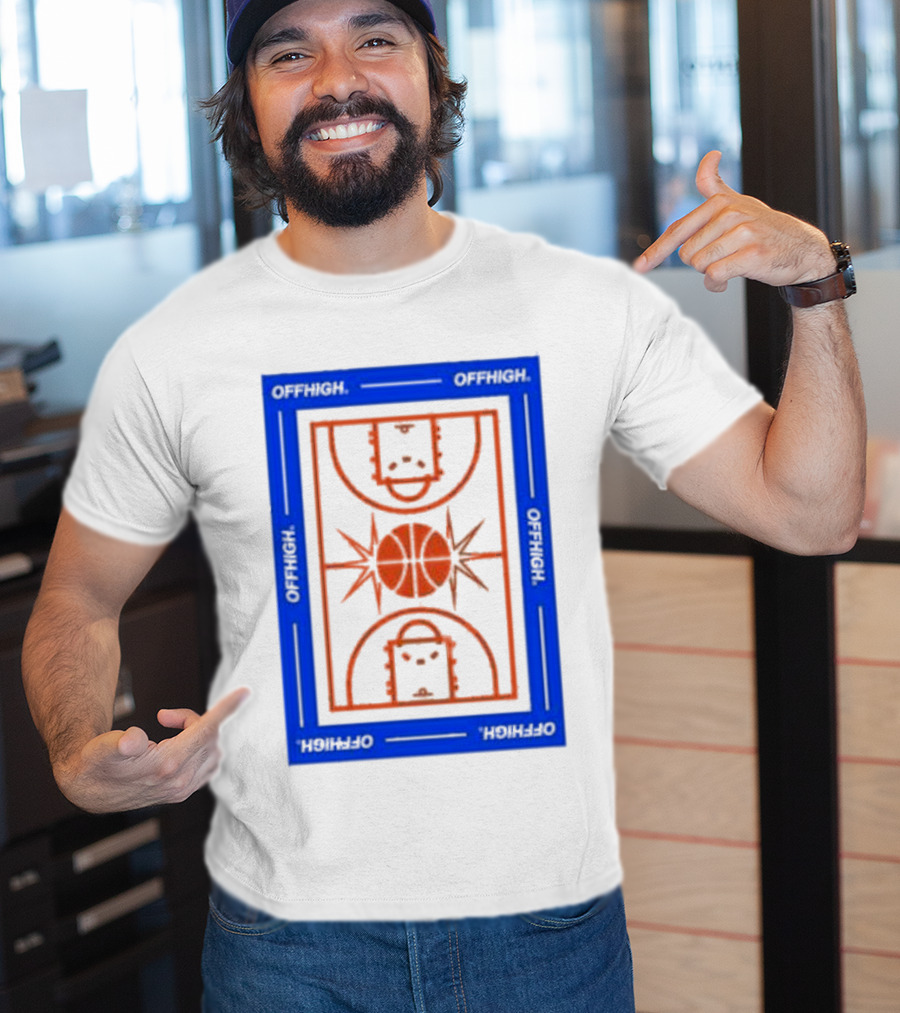 Offhigh Home White Basketball Court Blueprint T-Shirt