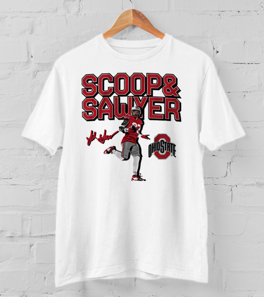 Ohio State Scoop And Sawyer Jack Sawyer Signature Buckeyes Football T-Shirt