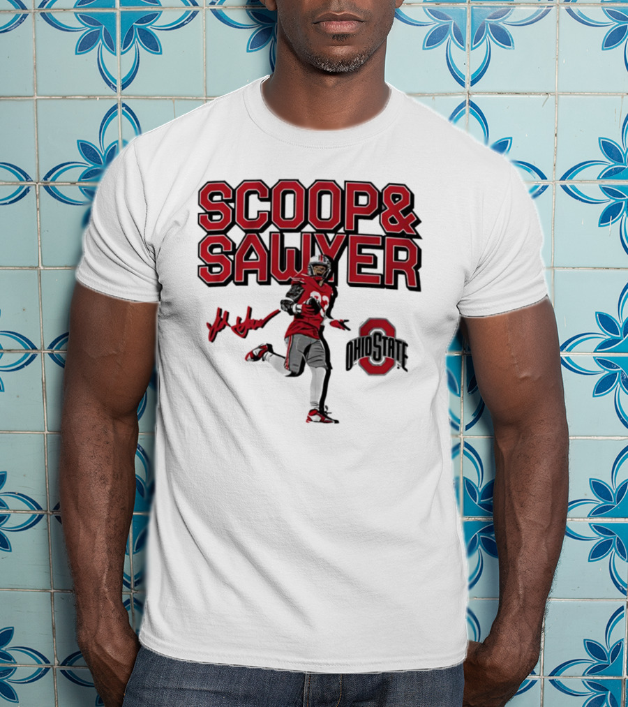 Ohio State Scoop And Sawyer Jack Sawyer Signature Buckeyes Football T-Shirt
