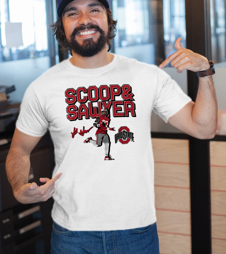 Ohio State Scoop And Sawyer Jack Sawyer Signature Buckeyes Football T-Shirt