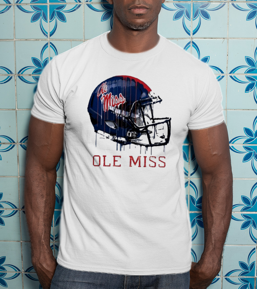 Ole Miss Dripping Football Helmet T-Shirt