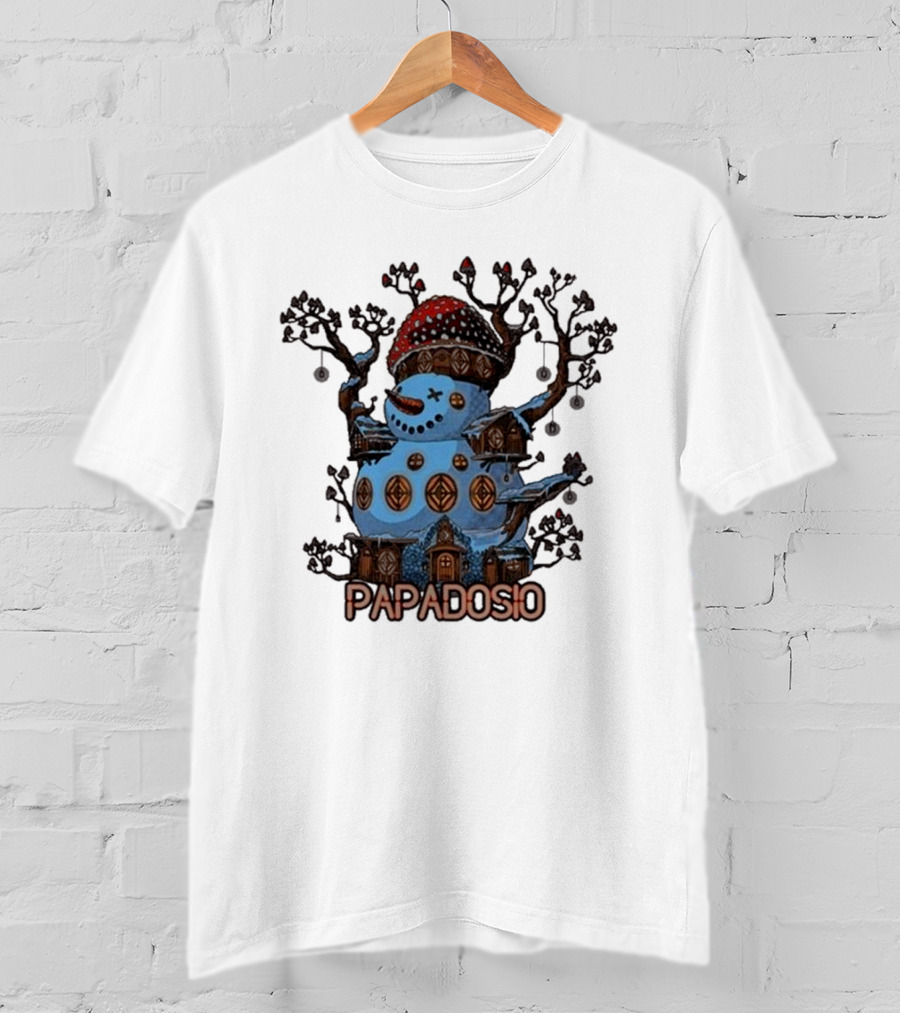 Papadosio Crimbus Snowman With Red Hat And Light Symbols T-Shirt