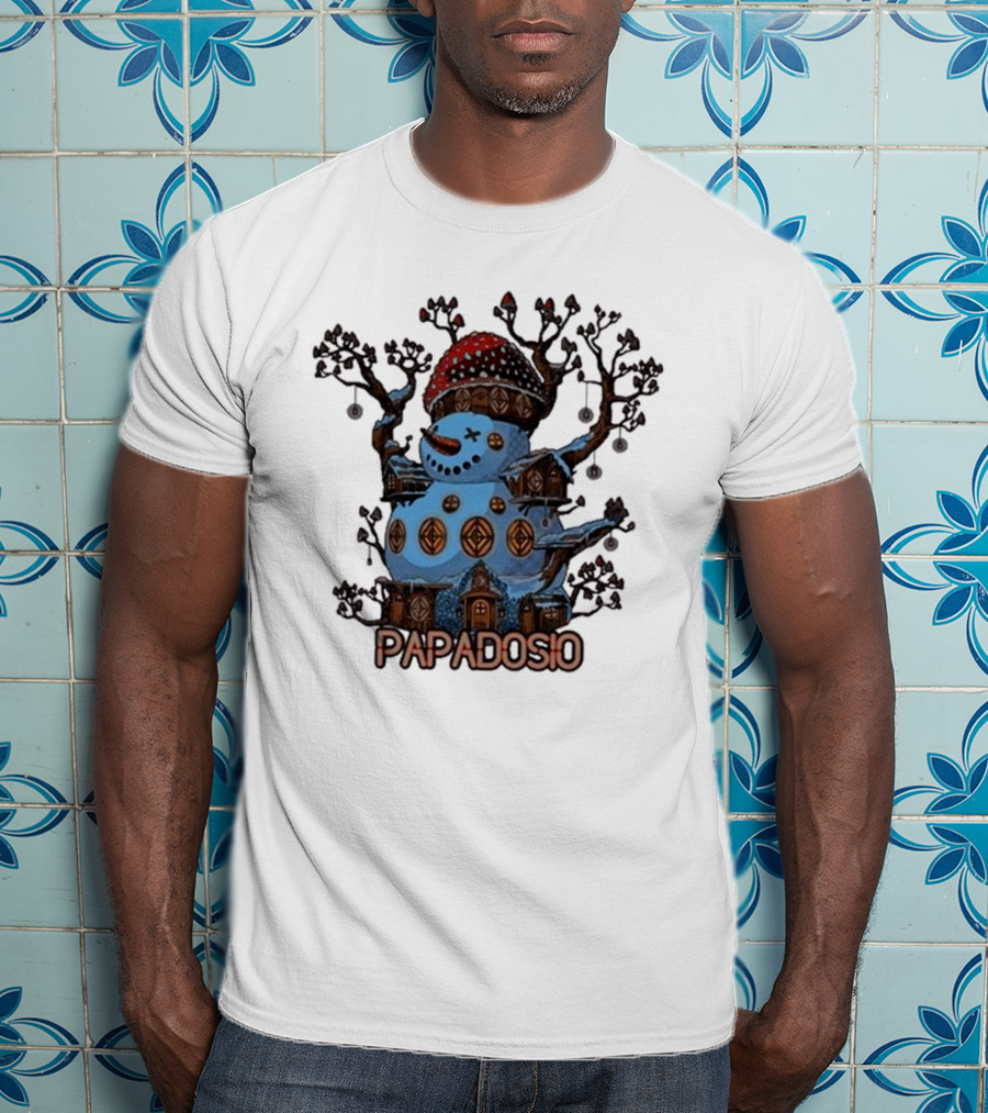 Papadosio Crimbus Snowman With Red Hat And Light Symbols T-Shirt