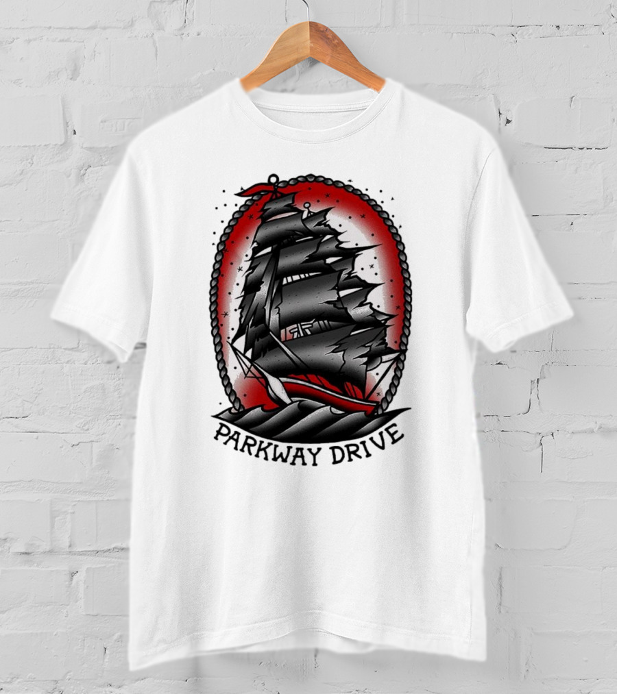 Parkway Drive Home Is For The Heartless Ship Ocean Tattoo Art Style T-Shirt