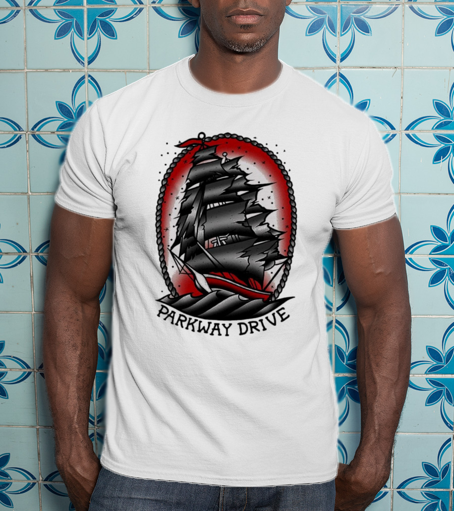 Parkway Drive Home Is For The Heartless Ship Ocean Tattoo Art Style T-Shirt