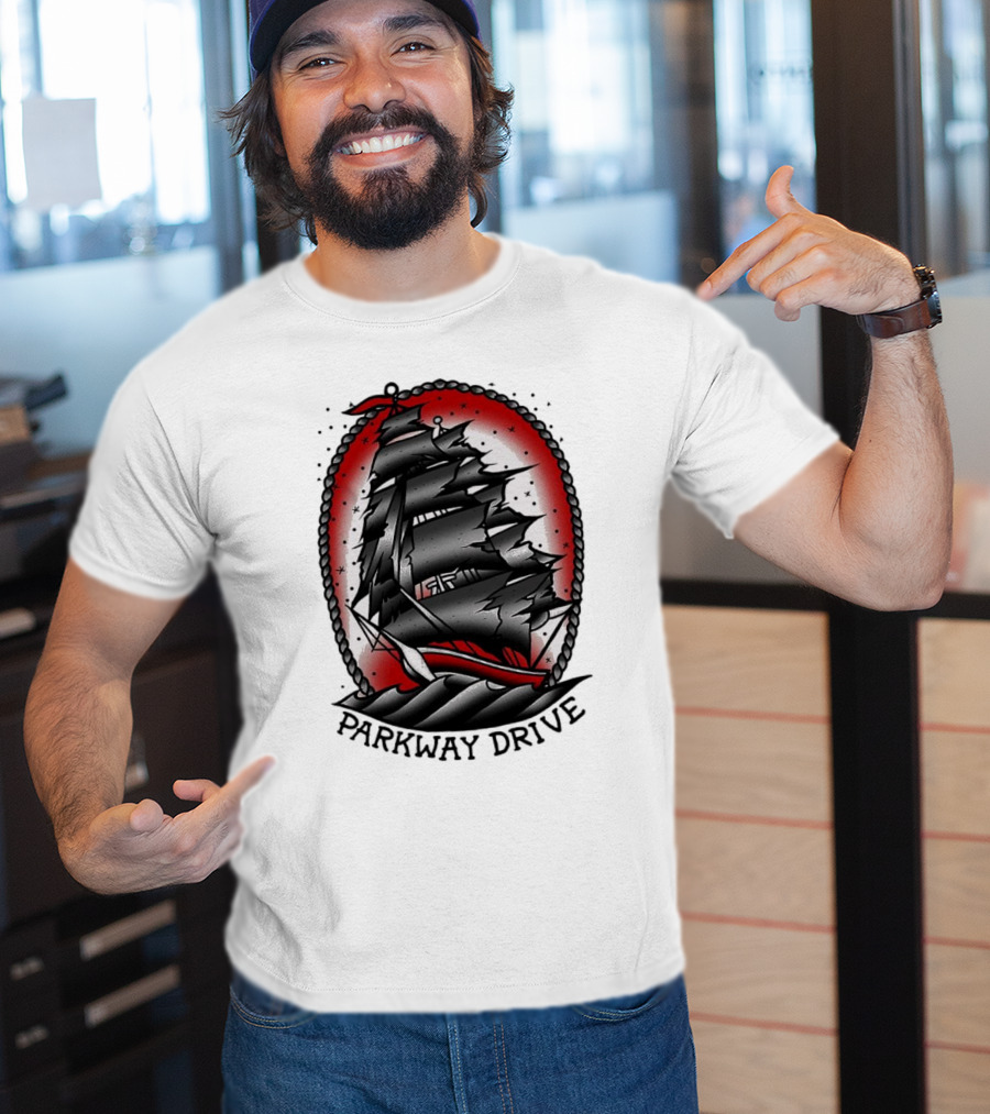 Parkway Drive Home Is For The Heartless Ship Ocean Tattoo Art Style T-Shirt