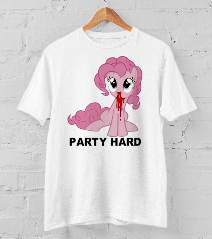 Party Hard Pony Creepy Pink Character Emo Aesthetic T-Shirt
