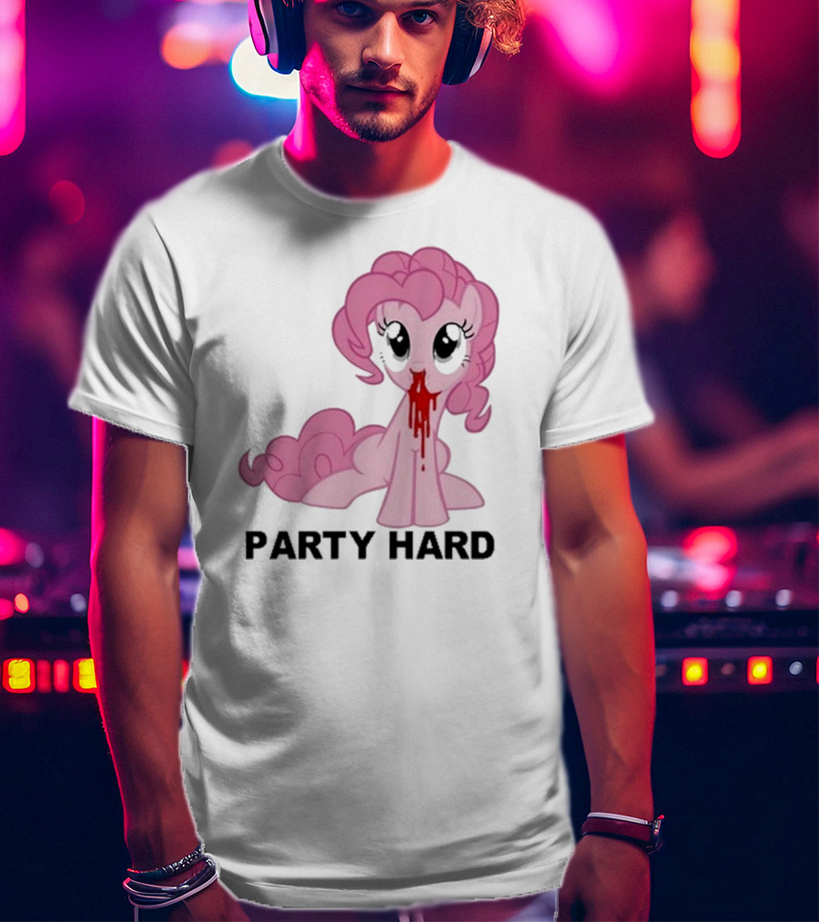 Party Hard Pony Creepy Pink Character Emo Aesthetic T-Shirt