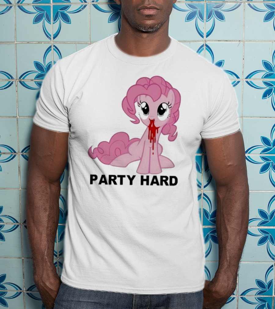 Party Hard Pony Creepy Pink Character Emo Aesthetic T-Shirt