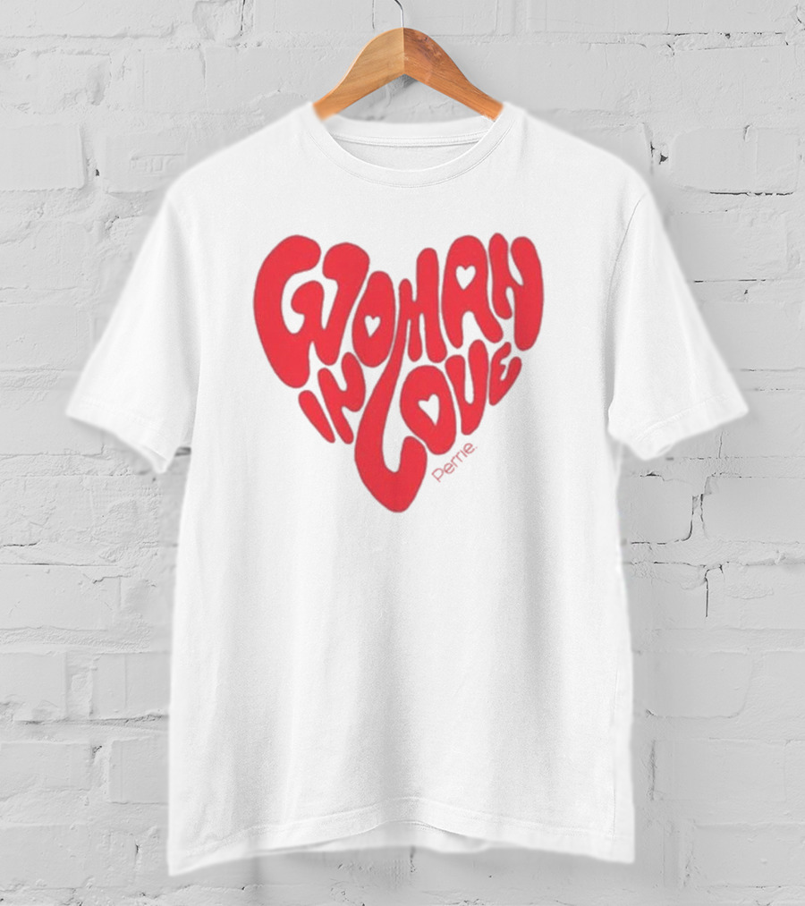 Perrie Woman In Love Heart-Shaped Typography T-Shirt