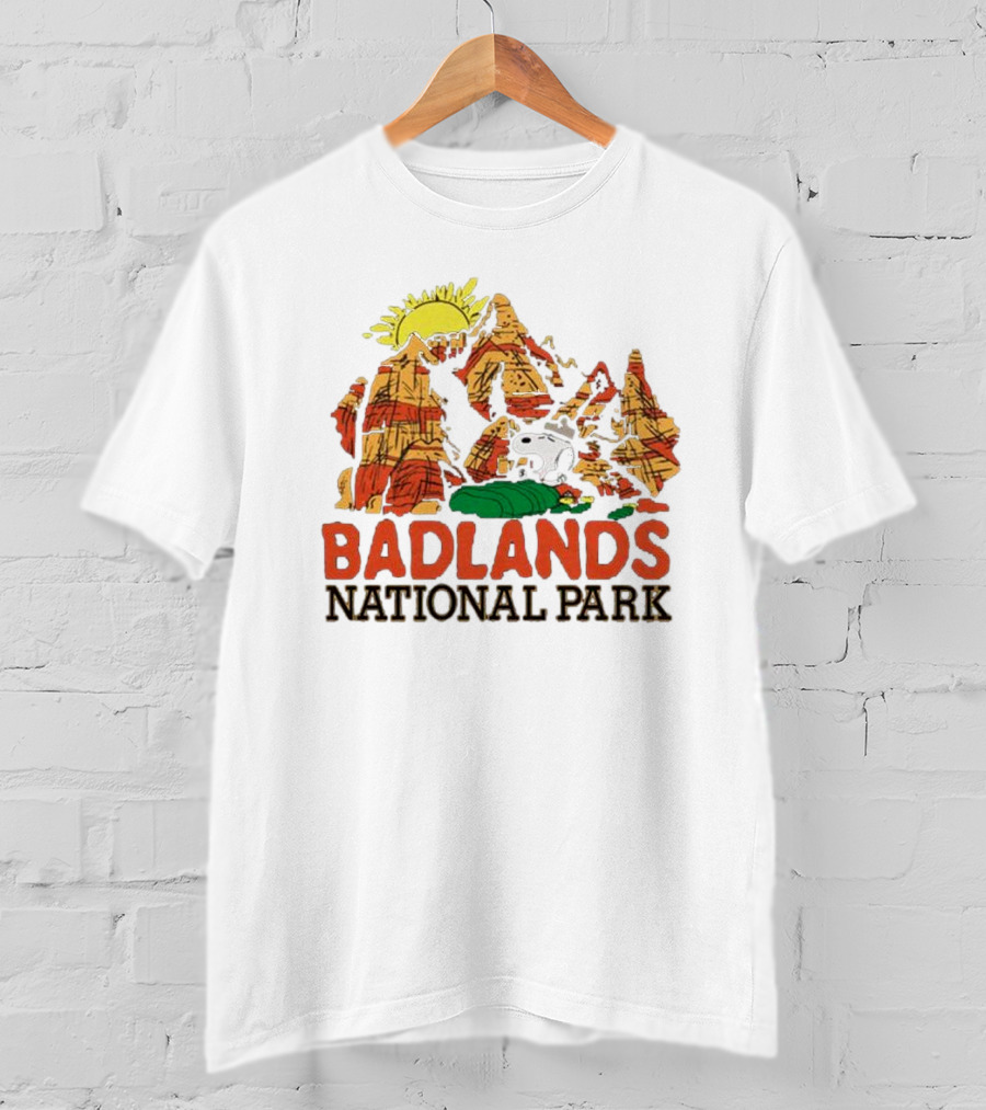 Peanuts Snoopy Badlands National Park Sun And Rock Formation T-Shirt