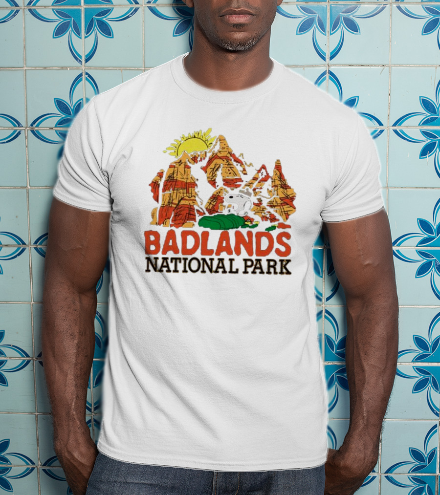 Peanuts Snoopy Badlands National Park Sun And Rock Formation T-Shirt