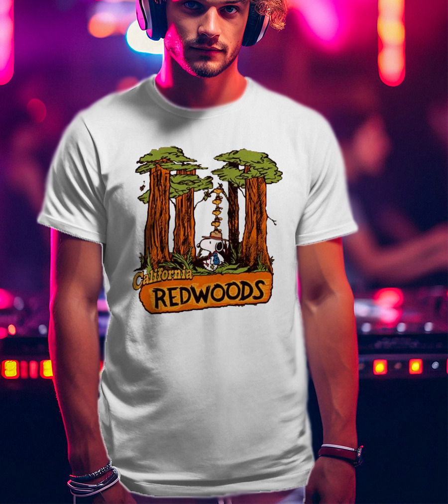 California Redwoods Snoopy Peanuts Camping Adventure T-Shirt