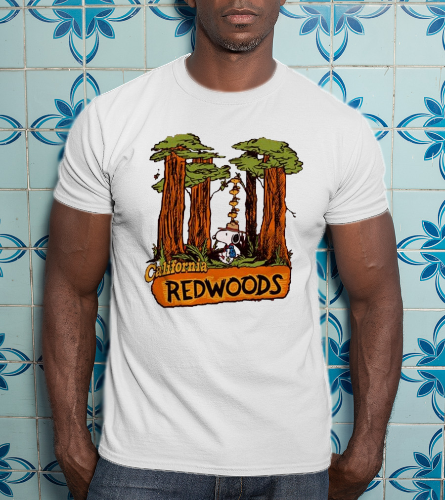 California Redwoods Snoopy Peanuts Camping Adventure T-Shirt