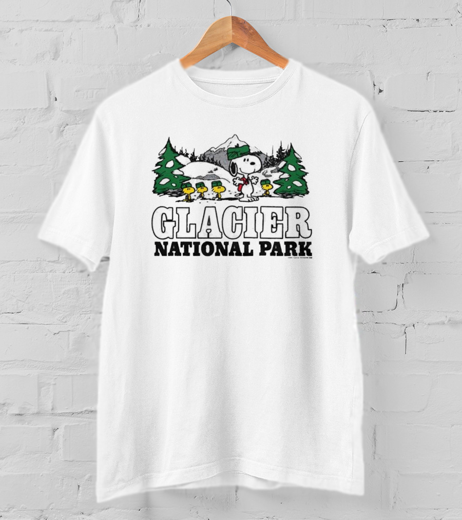 Snoopy And Woodstock Hiking Adventure Glacier National Park Peanuts Collaboration T-Shirt