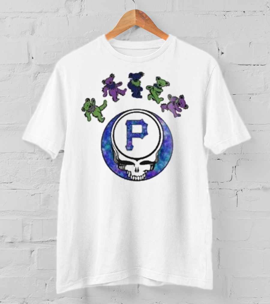 Pittsburgh Pirates 2025 Grateful Dead Skull And Dancing Bears Night Baseball T-Shirt