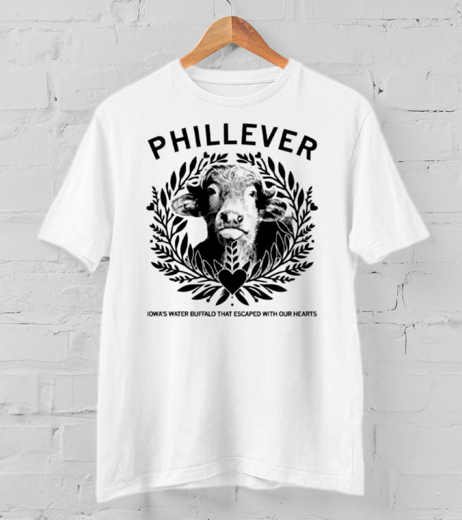 Phillever Iowa Water Buffalo Escaped Hearts T-Shirt