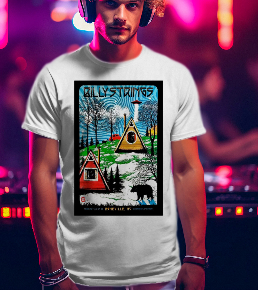 Billy Strings Feb 6-8 2025 ExploreAsheville.com Arena NC Cabin UFO Bear Forest T-Shirt