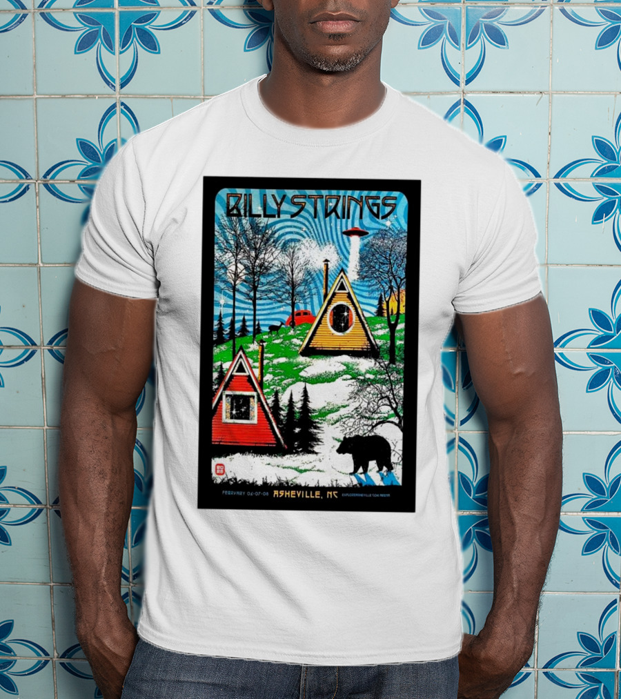 Billy Strings Feb 6-8 2025 ExploreAsheville.com Arena NC Cabin UFO Bear Forest T-Shirt