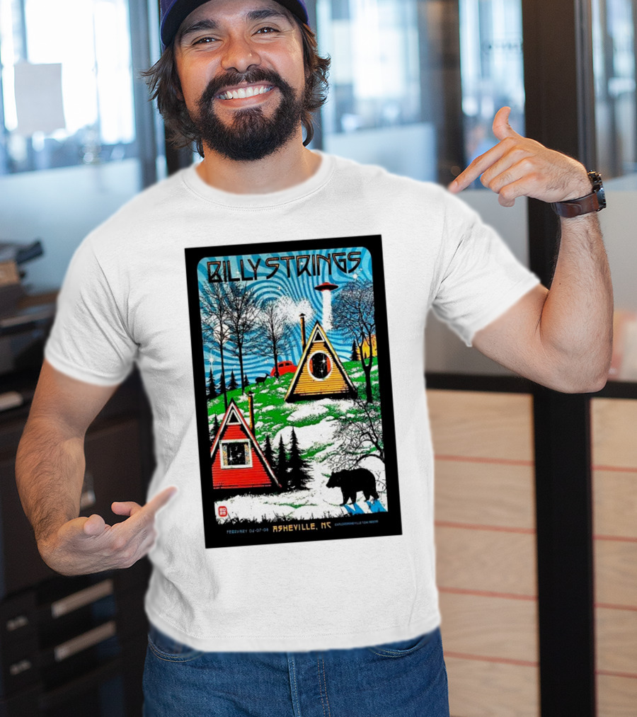 Billy Strings Feb 6-8 2025 ExploreAsheville.com Arena NC Cabin UFO Bear Forest T-Shirt