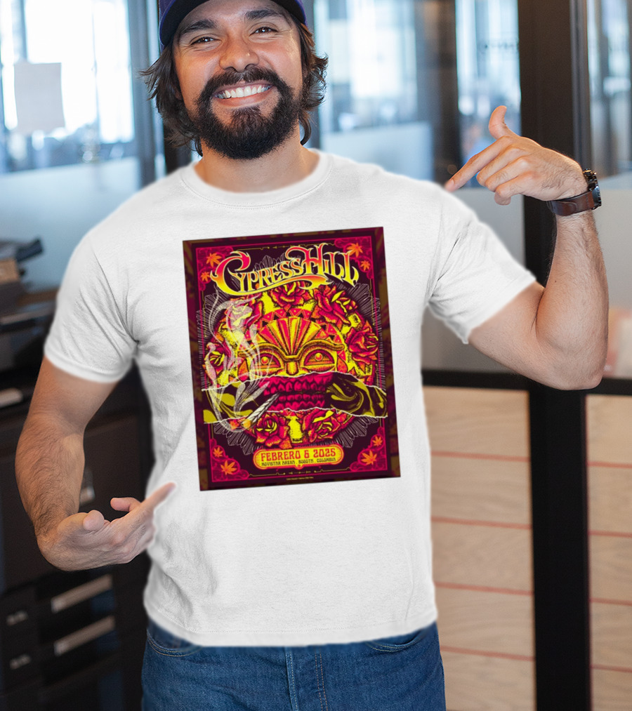 Cypress Hill Febrero 6 2025 Movistar Arena Bogotá Colombia Sun Mask Smoking Roses T-Shirt