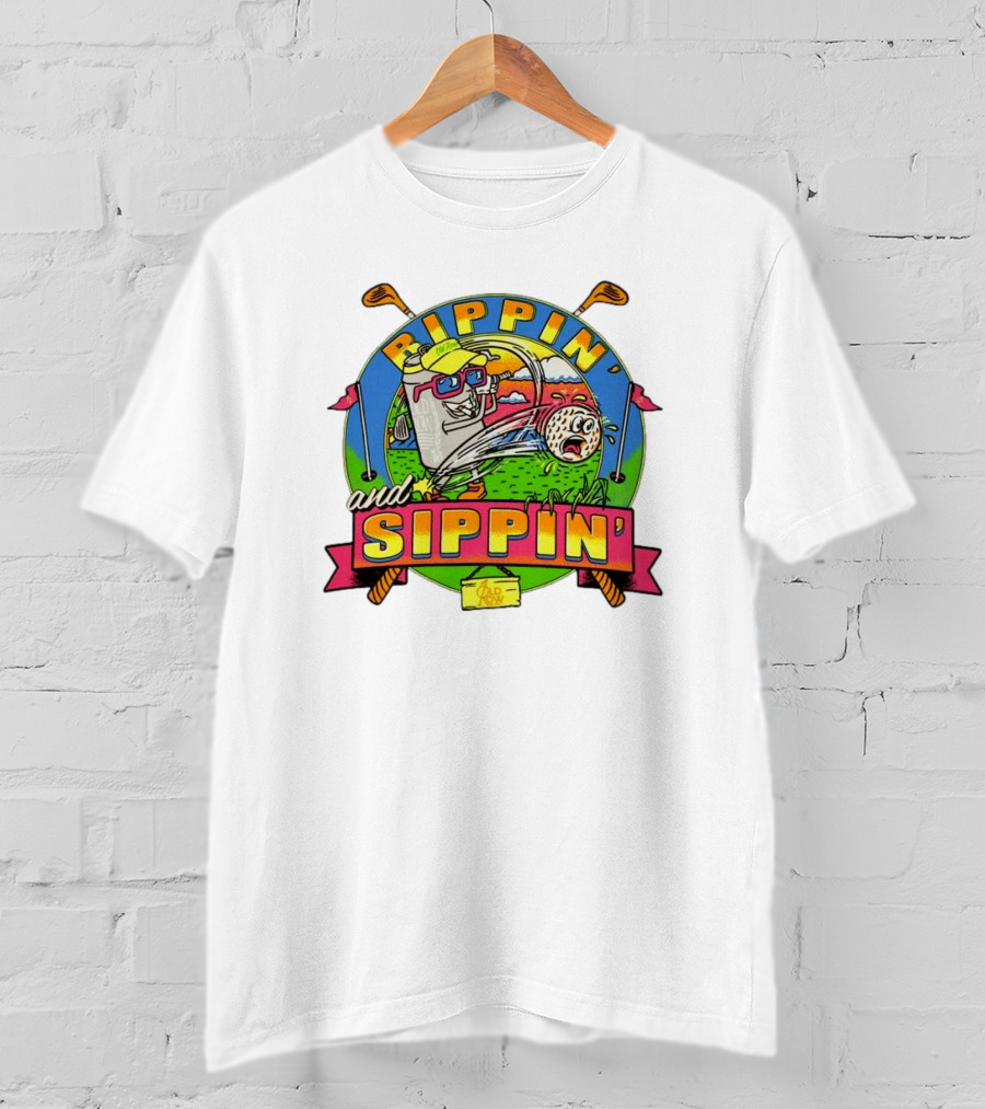 Rippin’ And Sippin’ Golf Old Row Funny Cartoon Golfing Cooler T-Shirt