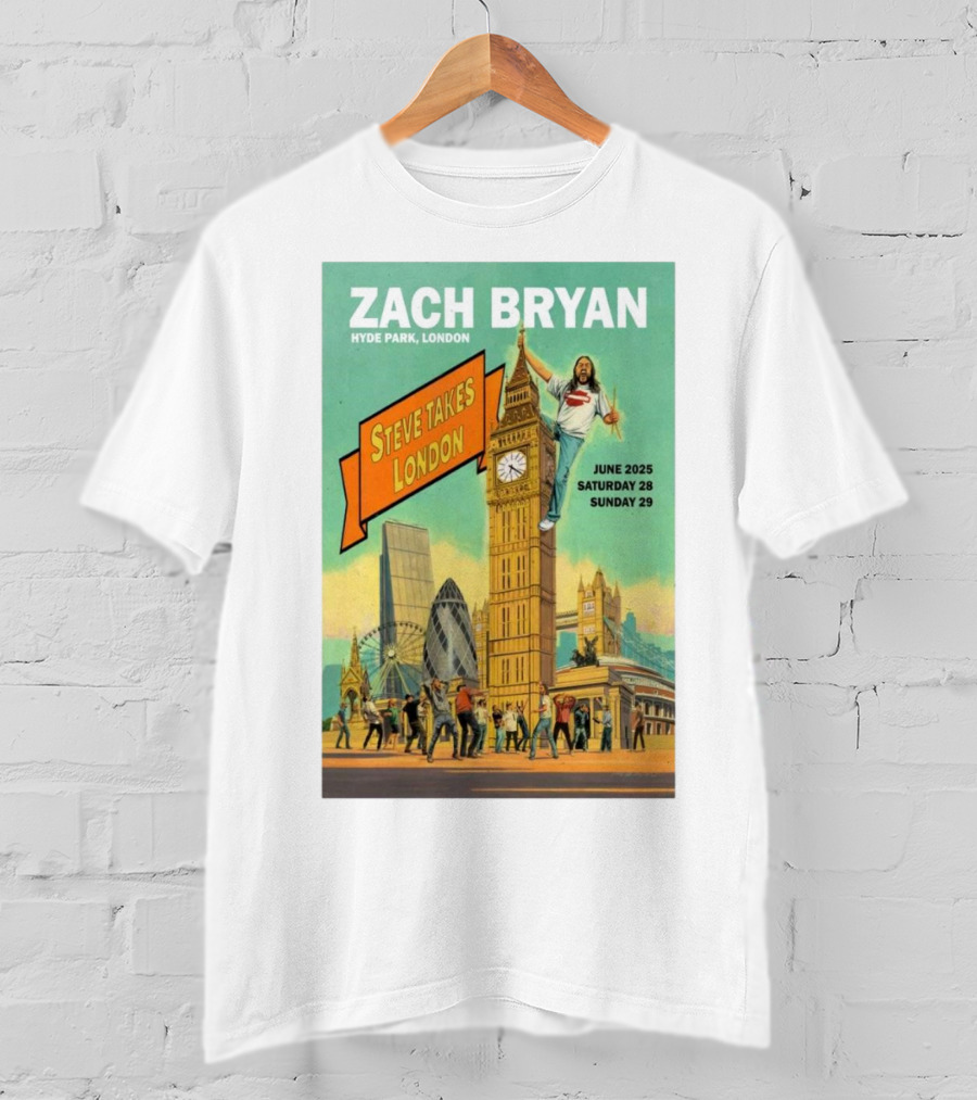 Zach Bryan Hyde Park London June 2025 Steve Takes London Saturday 28 Sunday 29 T-Shirt