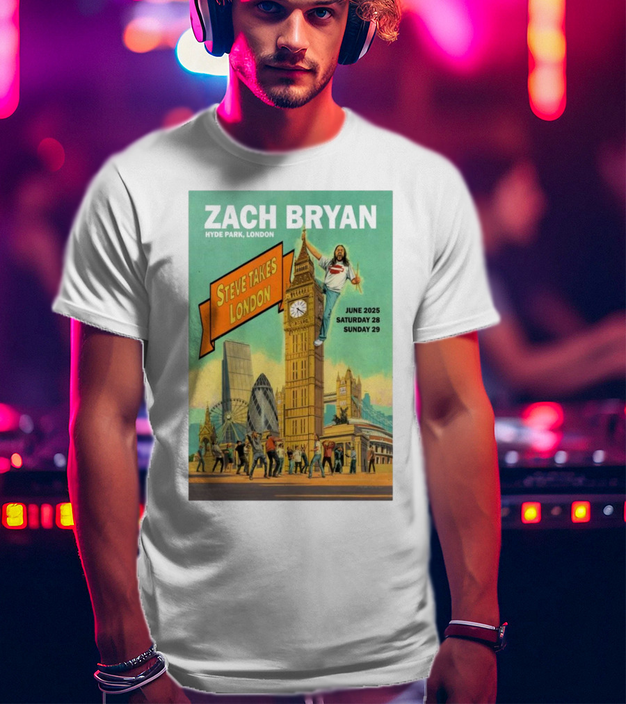 Zach Bryan Hyde Park London June 2025 Steve Takes London Saturday 28 Sunday 29 T-Shirt