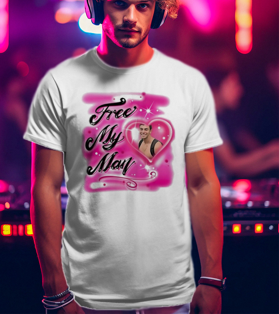 Free My Man Luigi Mangione Heart Pink Background T-Shirt