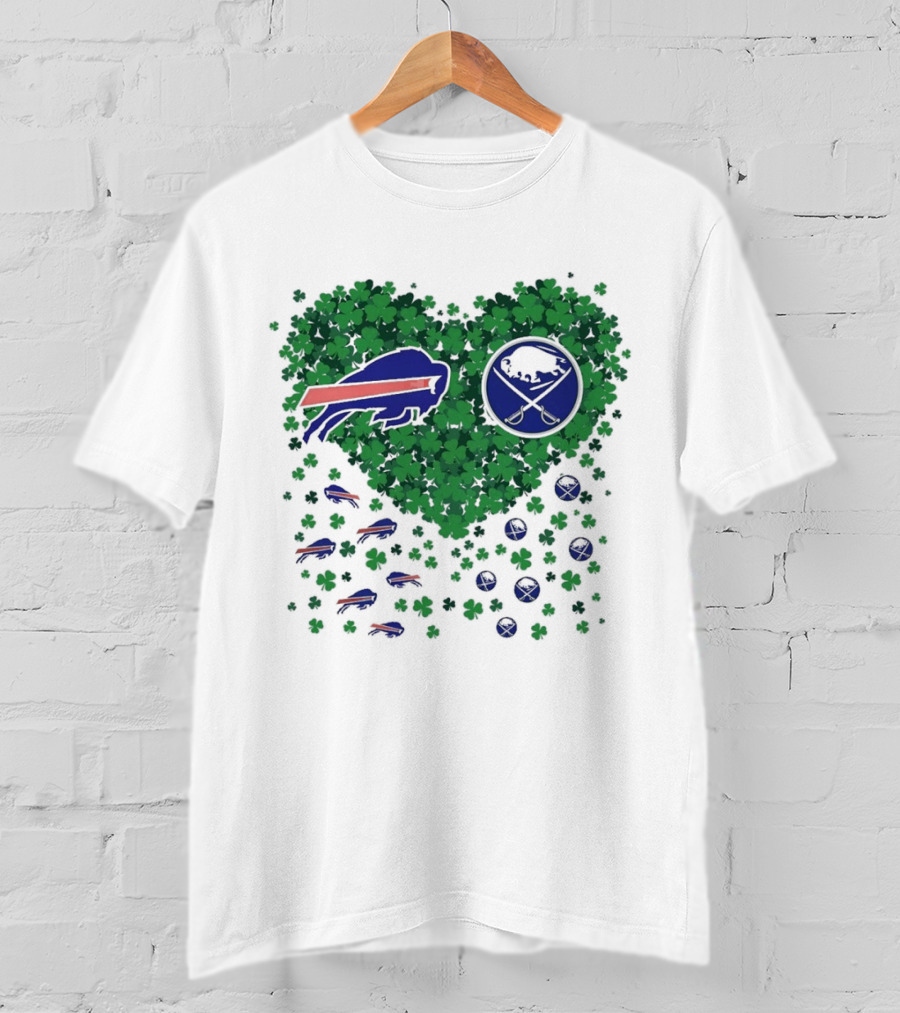 Buffalo Bills Heart Shamrock With Buffalo Hockey Symbol T-Shirt