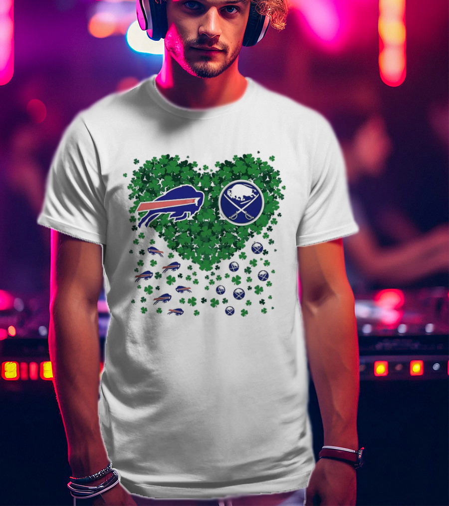 Buffalo Bills Heart Shamrock With Buffalo Hockey Symbol T-Shirt