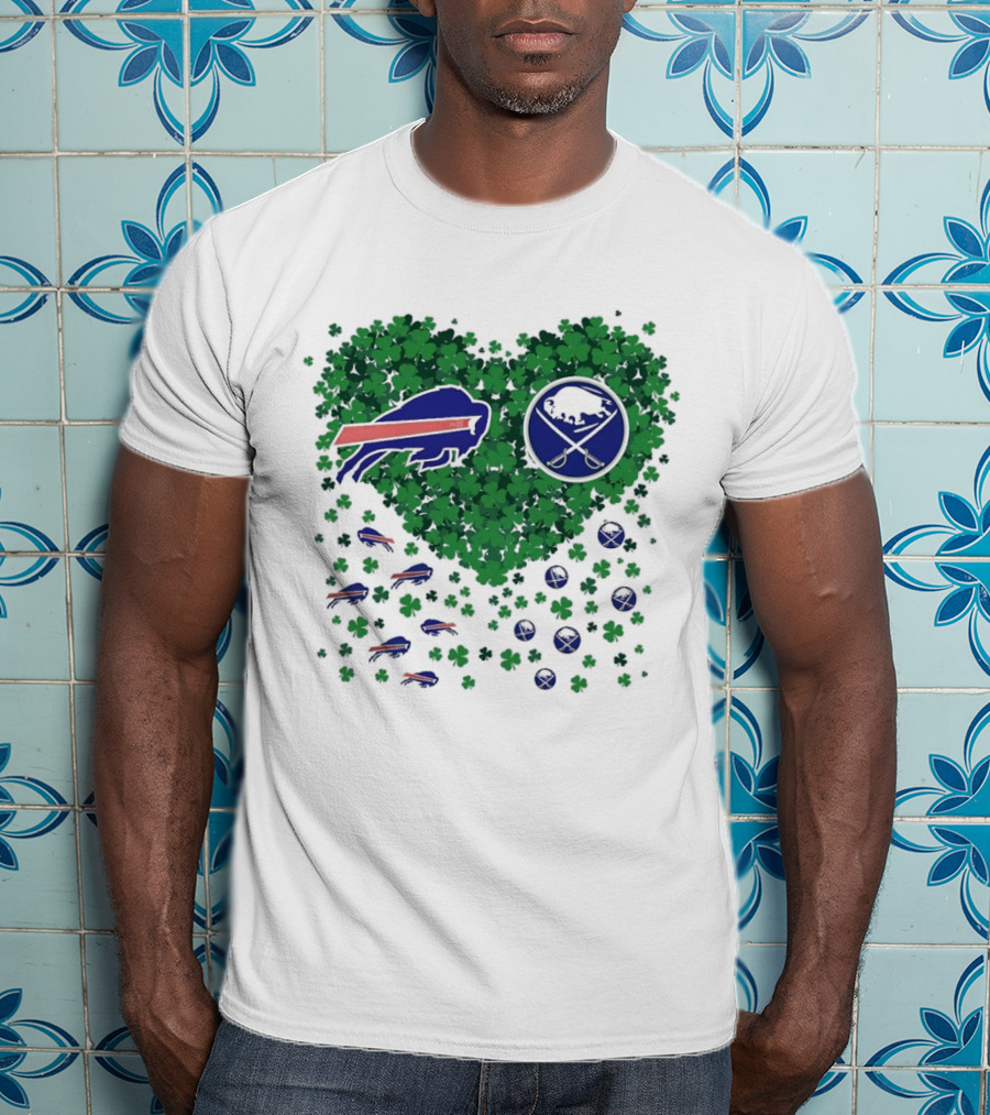Buffalo Bills Heart Shamrock With Buffalo Hockey Symbol T-Shirt