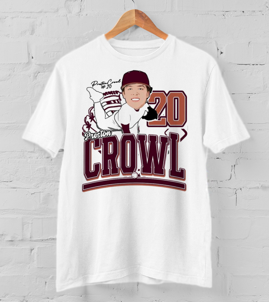 Preston Crowl Baseball 2025 Pitcher Number 20 T-Shirt