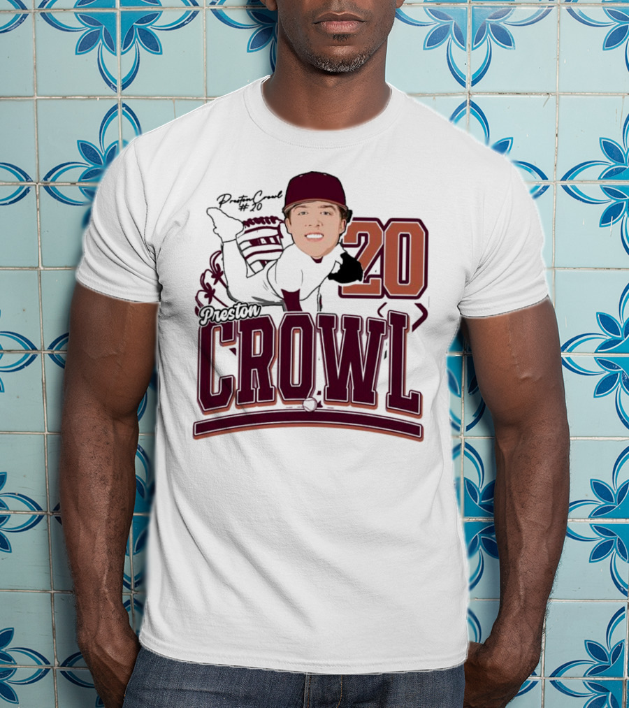 Preston Crowl Baseball 2025 Pitcher Number 20 T-Shirt