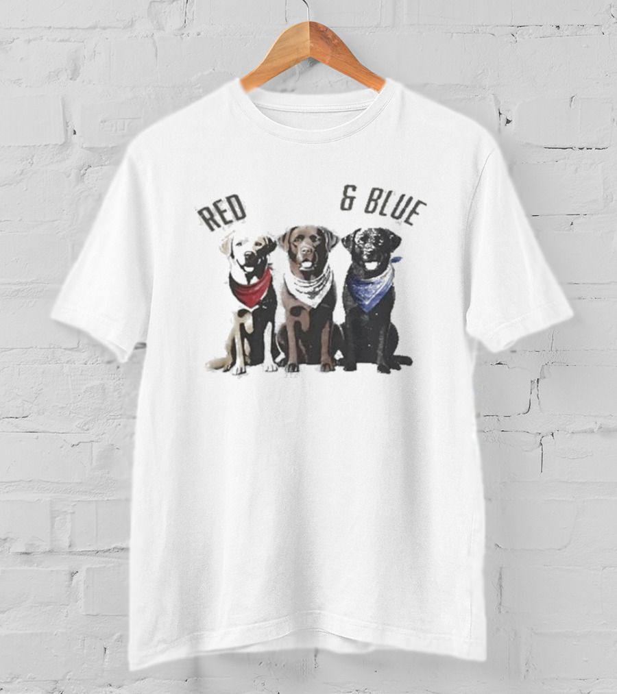 Red White And Blue Dogs Bandana Trio T-Shirt