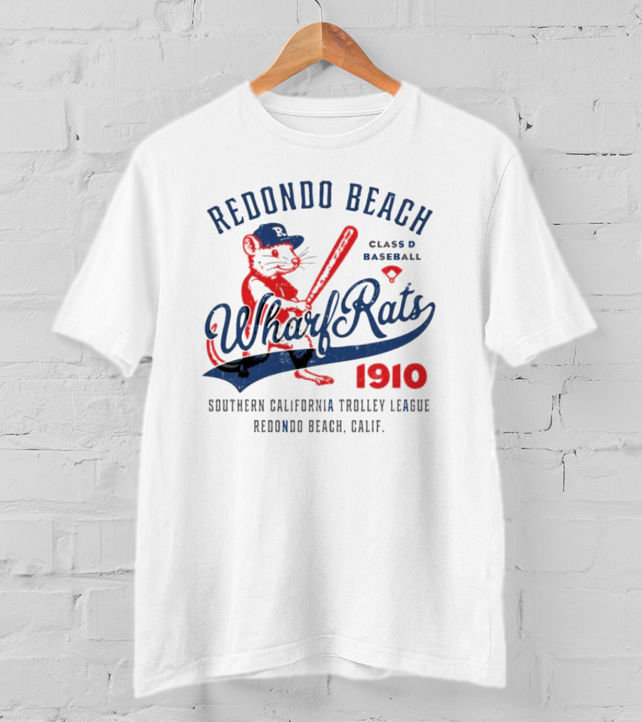 Redondo Beach Wharf Rats 1910 Baseball Mascot Southern California T-Shirt