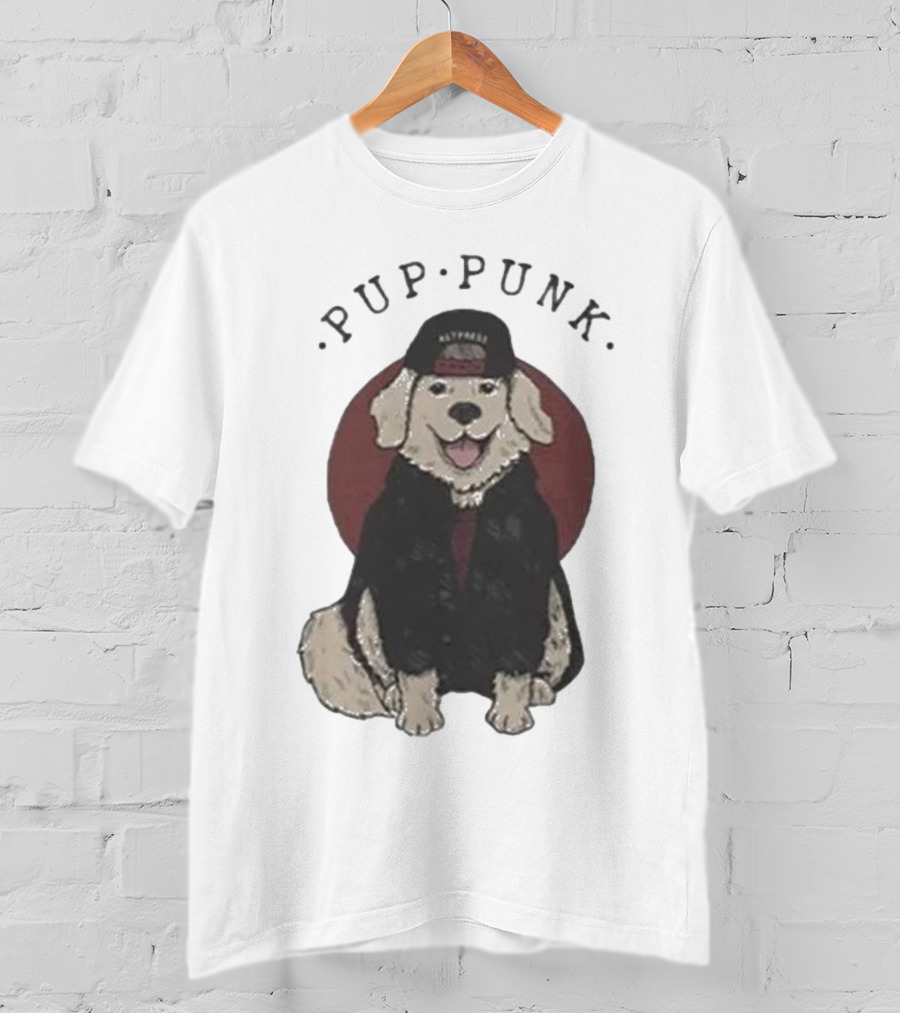 Pup Punk Funny Dog Hat Trick Adorable Canine Style T-Shirt