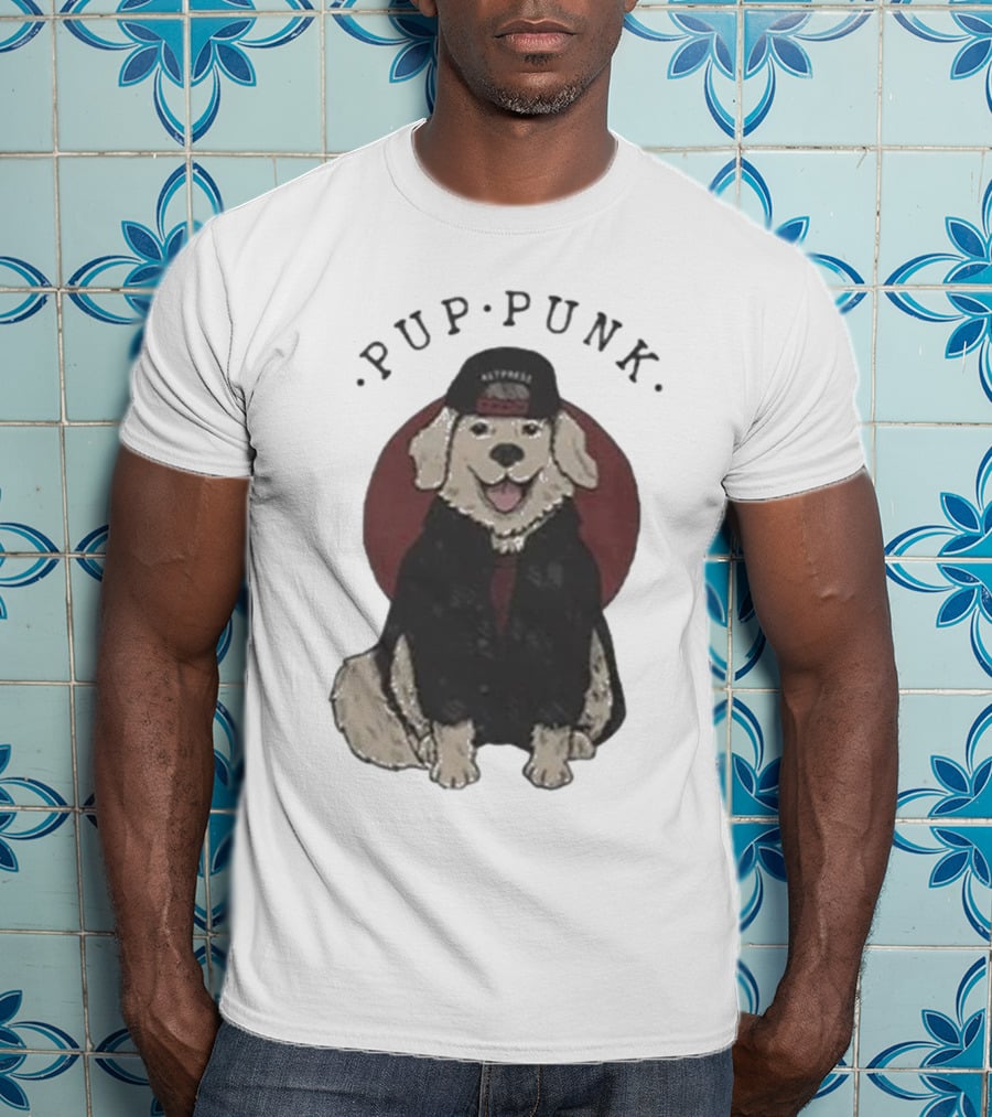 Pup Punk Funny Dog Hat Trick Adorable Canine Style T-Shirt