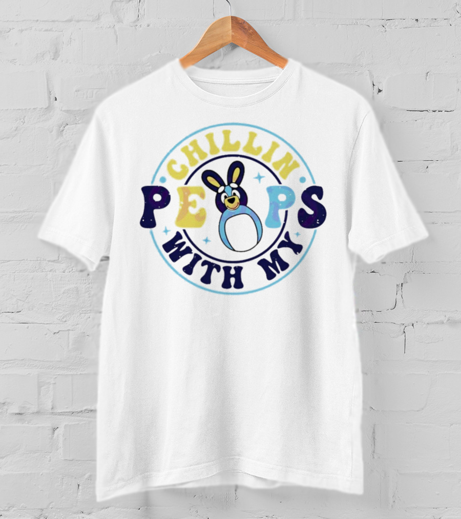 Chillin With My Peeps Bluey Easter Bunny Retro T-Shirt