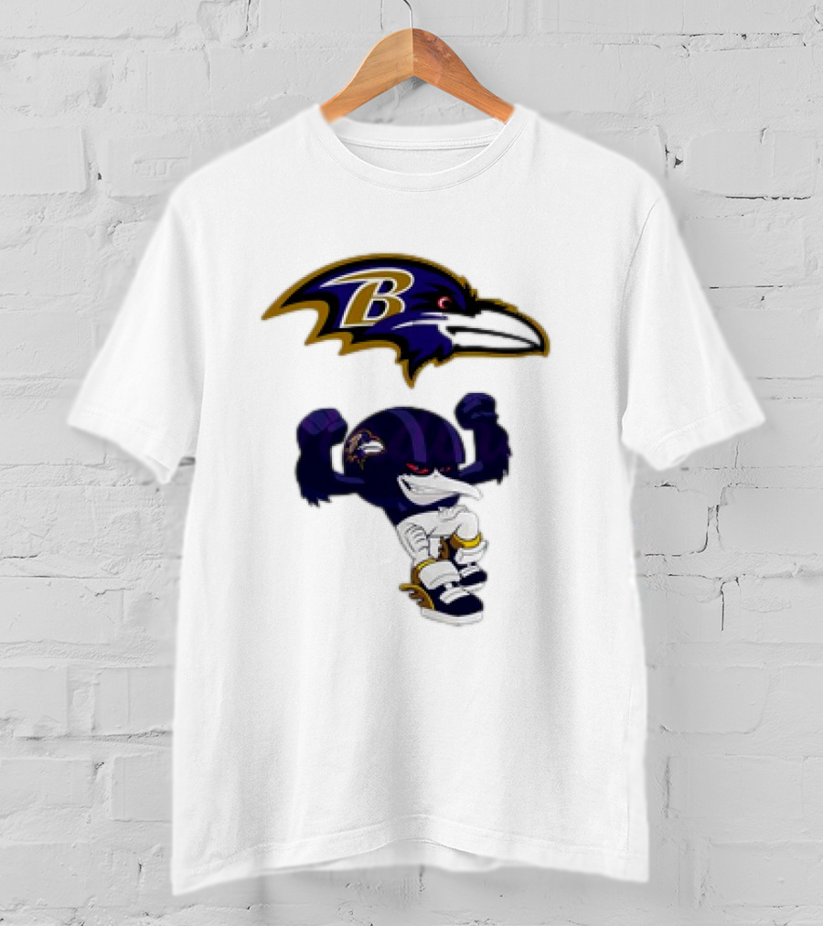 Baltimore Ravens Rush Zone NFL Cartoon Character Ravens Logo 2025 T-Shirt