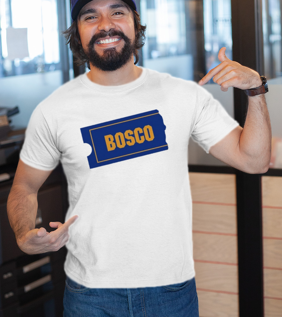Ryder Roll Bosco Vintage Blue With Yellow Bold Ticket Style T-Shirt