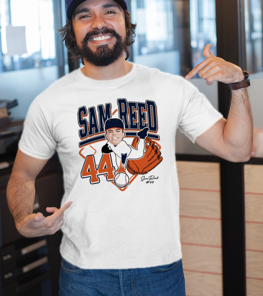 Sam Reed 44 Baseball Glove And Bat Graphic 2025 T-Shirt