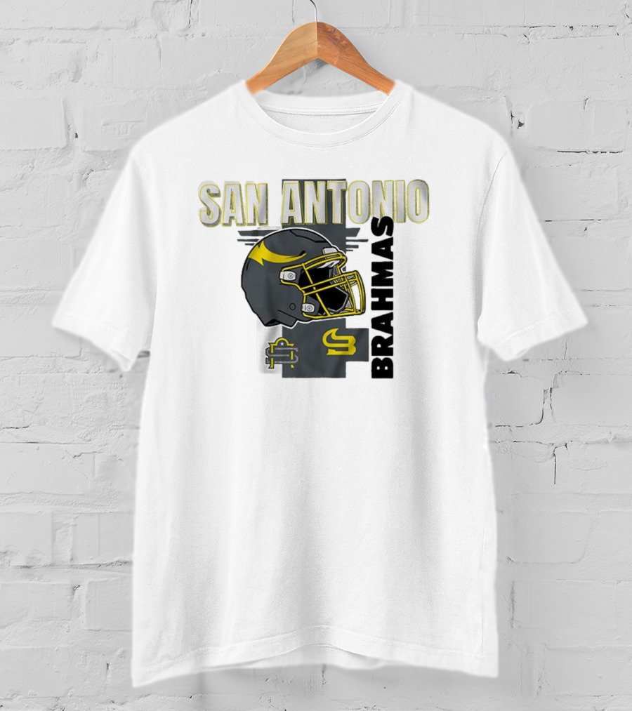 San Antonio Brahmas Football Helmet Pillow Block And SB Logo T-Shirt