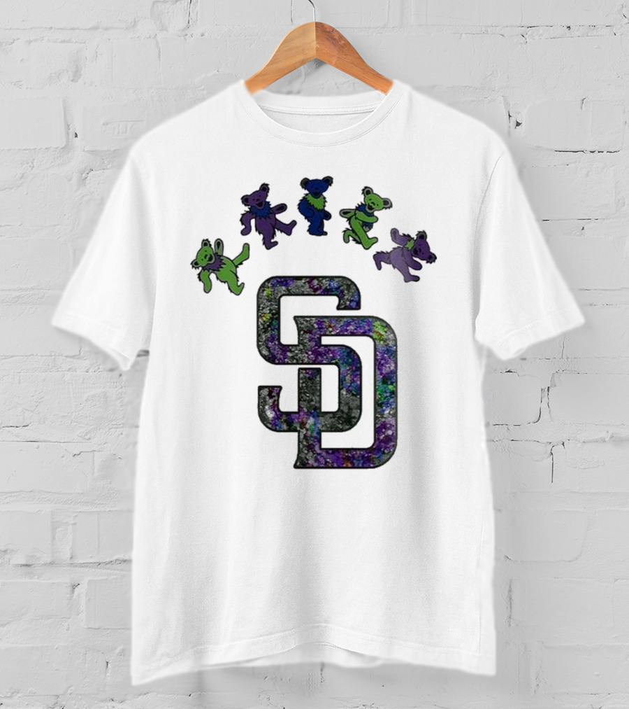 San Diego Padres Grateful Dead Night 2025 Dancing Bears Baseball Event T-Shirt