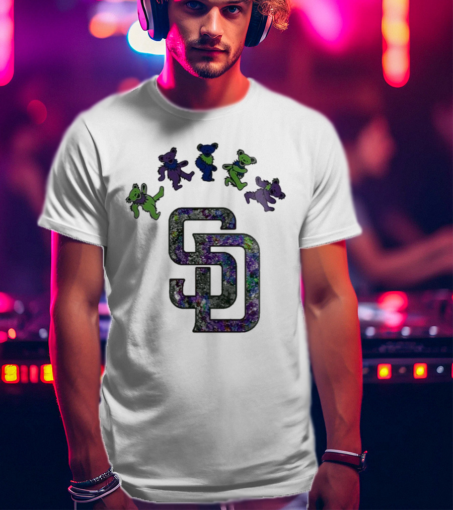San Diego Padres Grateful Dead Night 2025 Dancing Bears Baseball Event T-Shirt